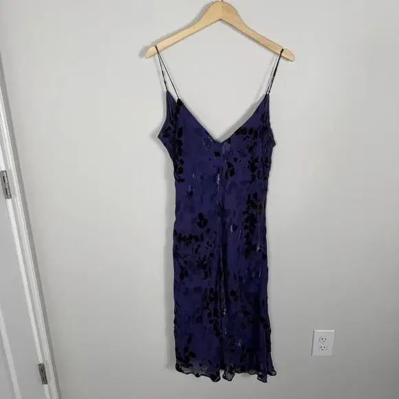 Vintage Y2K Burnout Velvet Babydoll Slip Dress Silk Whimsy Dark Floral Fairy 16 - Picture 7 of 8